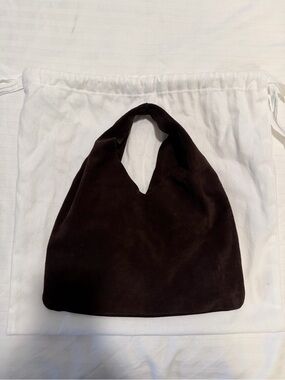 The Row Dark Brown Suede Mini Hobo Bag